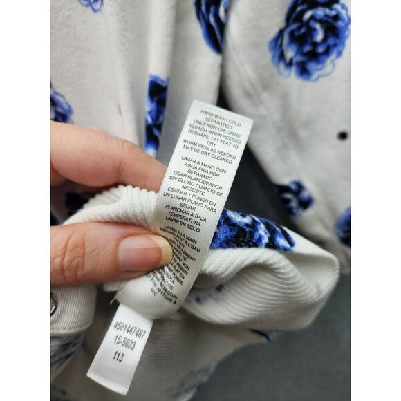 White House Black Market S Womens Floral & Polka Dot Button-Up Cardigan - Blue & - Picture 6 of 7